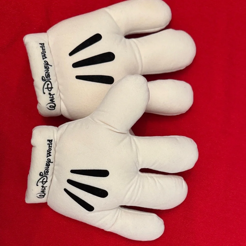 Disney White Plush Mickey Glove Mittens with Black Accents